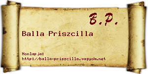 Balla Priszcilla névjegykártya